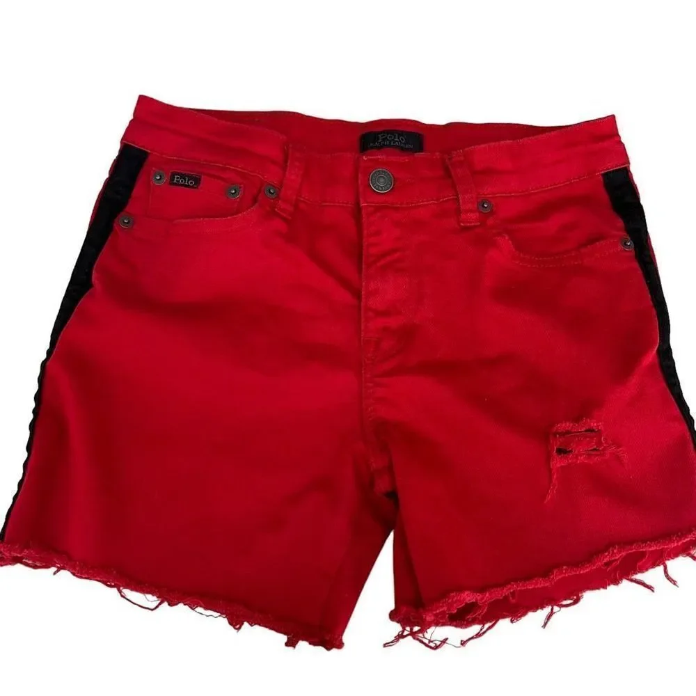 Polo Ralph Lauren the tompkins skinny kids girls denim shorts size 16
